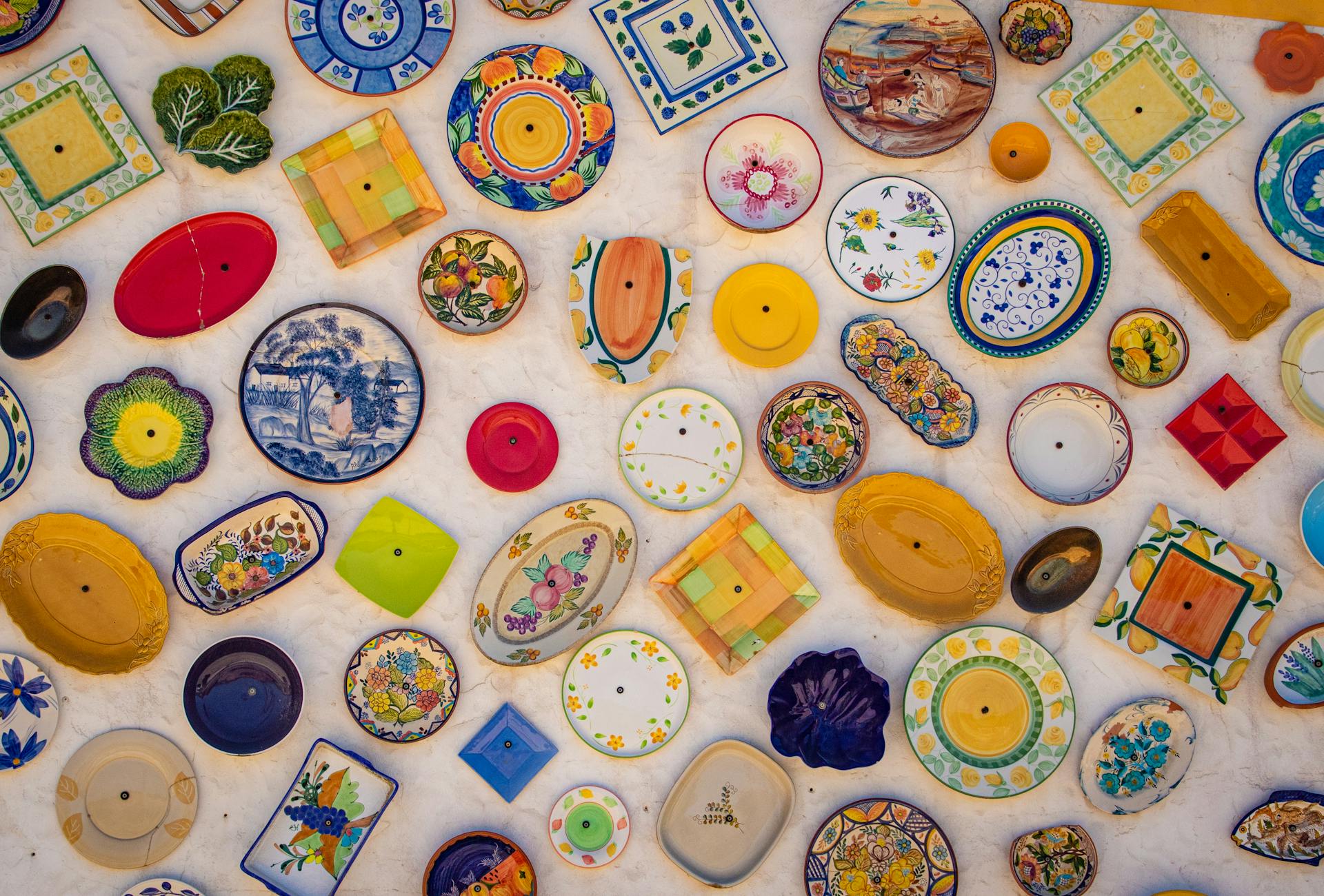 Assorted-color of ceramic plates